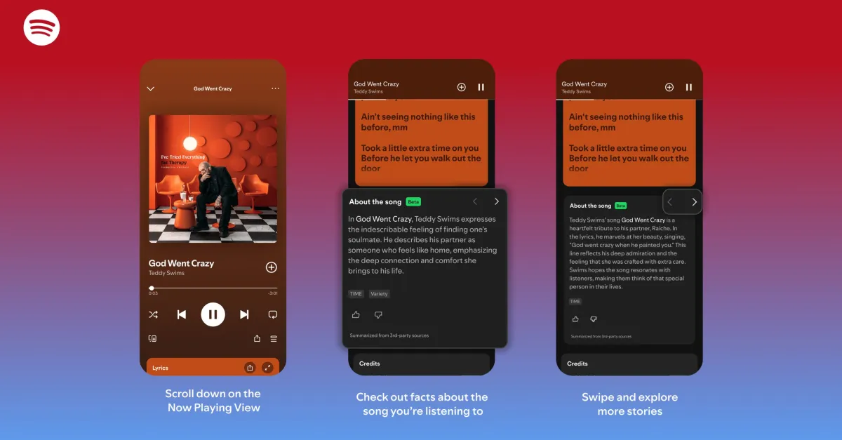 Spotify का अबाउट द सॉन्ग आपके पसंदीदा ट्रैक के बारे में संदर्भ और सामान्य ज्ञान प्रदान करता है