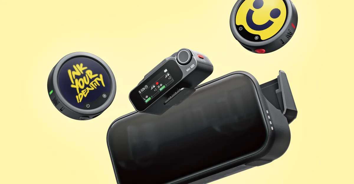 Insta360 अपने अगले वायरलेस माइक पर लोगो या चित्र दिखाने के लिए स्क्रीन लगा रहा है