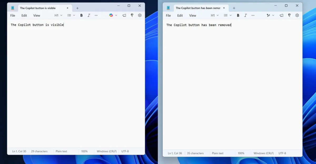 माइक्रोसॉफ्ट ने विंडोज 11 ऐप्स से कोपायलट बटन हटाना शुरू कर दिया है